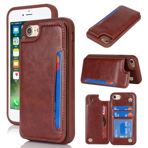 Étui portefeuille iPhone SE 2022 porte-carte RFID protection intégrale marron