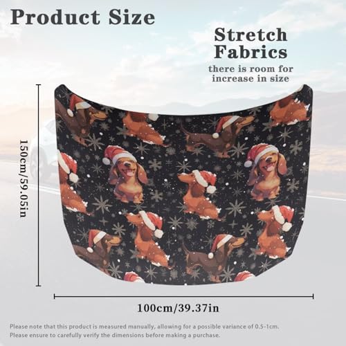 Image of Christmas Car Hood Protector, Christmas Hat Dachshund Stretchable Polyester Protector for Car Hood, Santa Claus Hat Animal Universal Auto Exterior Accessories for Sedan