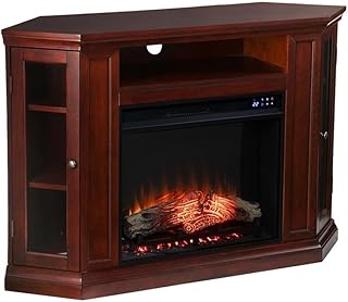 SEI Furniture Claremont Touch Screen Wood Electric Corner Fireplace in Cherry