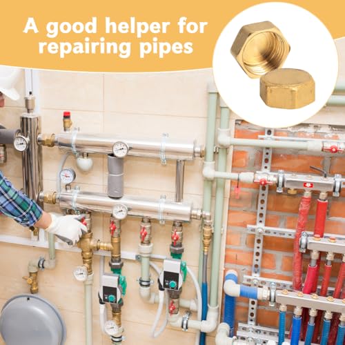 2 Stück 3/8 IG Messing Stopfen, 3/8 Zoll Innengewinde Verschlussstopfen, Blindstopfen Rohr Endkappe mit Gummiring, für Rohranschluss Badezimmer, Heizung und Trinkwasseranlage Geeignet, Wassersysteme