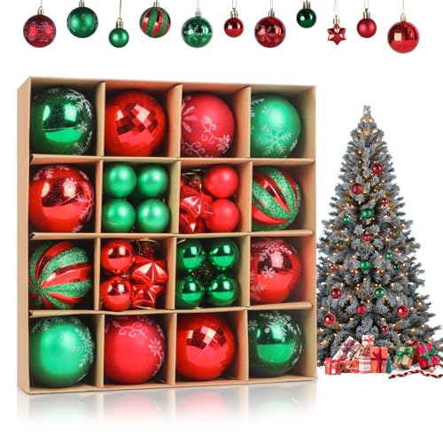 44pcs Christmas Baubles Set, Christmas Tree Ornaments, Hanging Baubles Christmas Tree Decorations, Red and Green Xmas Baubles, Christmas Balls for Xmas Tree Decorations, Family Gatherings 44pcs Christmas Baubles Set, Christmas Tree Ornaments, Hanging Baubles Christmas Tree Decorations, Red and Green Xmas Baubles, Christmas Balls for Xmas Tree Decorations, Family Gatherings