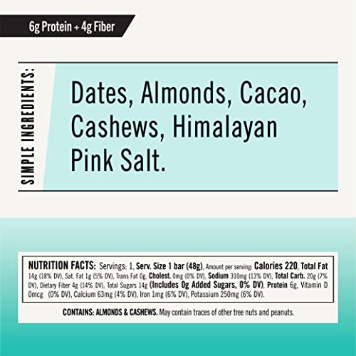 Thunderbird Real Food Energy Bars, Bar Chocolate Almond Butter Sea Salt, Plant Based Protein, 1.7 Ounce, Fruit & Nut Nutrition Bars - No Added Sugar, Grain And Gluten Free, Non-Gmo, 12 Pack #TOP5