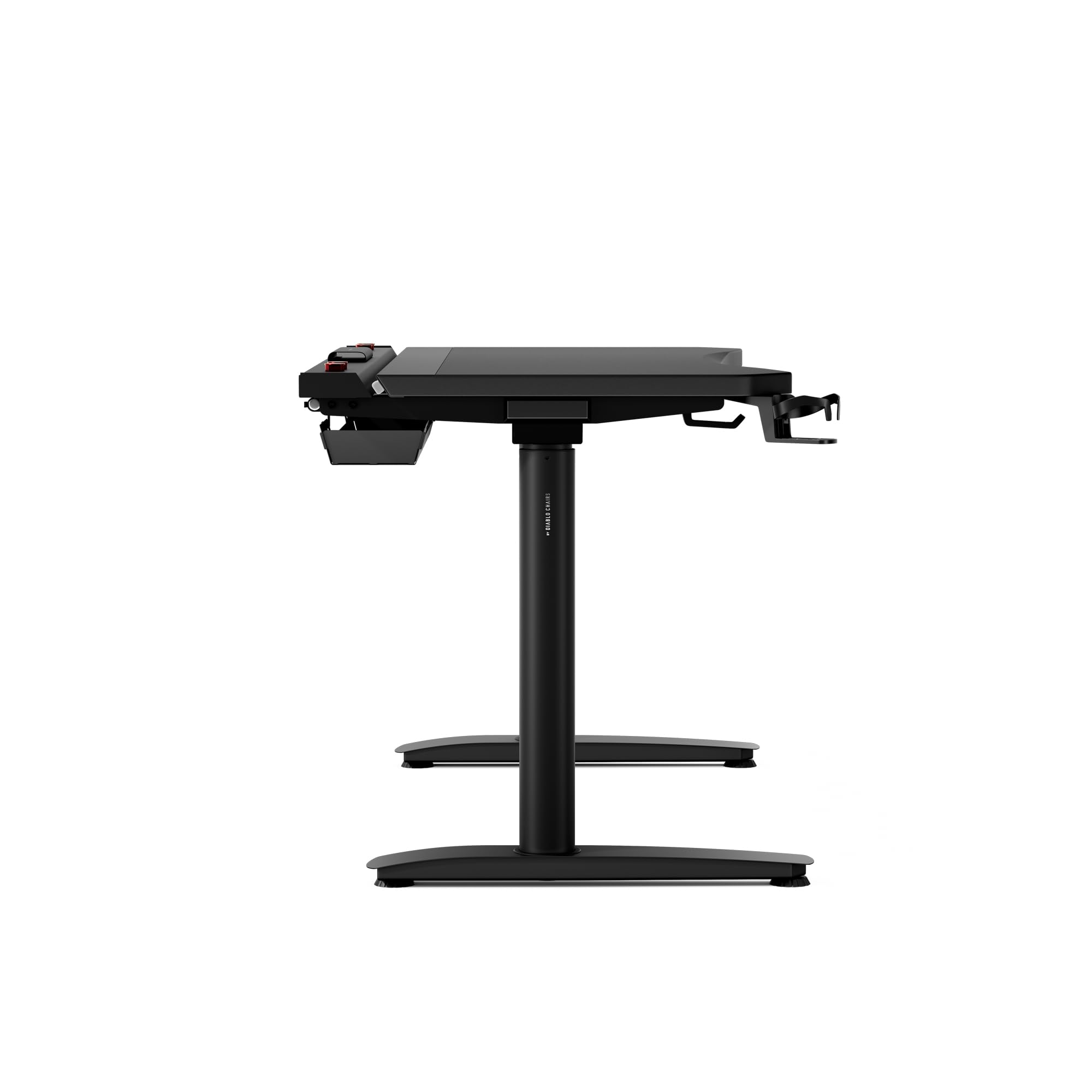 Diablo Gaming Schreibtisch höhenverstellbar Gaming Tisch RGB LED, 140x70 cm | Computertisch, PC Tisch elektrisch höhenverstellbar, Kabelmanagement, Headsethalter, Getränkehalter, ergonomische Tischplatte