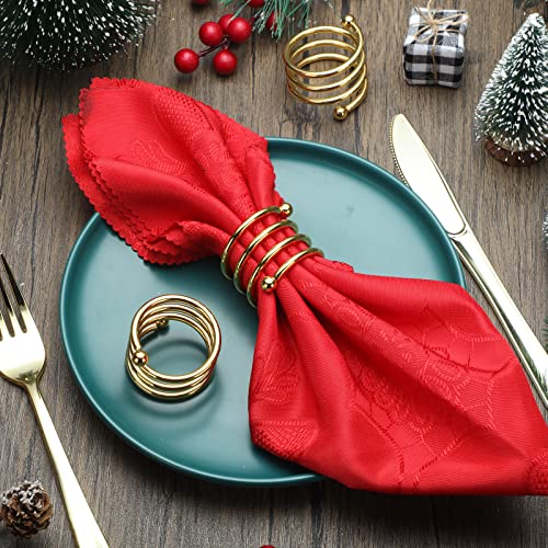 Moxweyeni 50 Pcs Gold Napkin Rings Metal Spiral Napkin Rings Round Napkin Holders Buckles DIY Cloth Napkin Holder for Christmas Thanksgiving Wedding Receptions Banquet Tables Party Decor