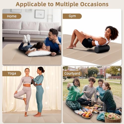 Large Yoga Mat, 74"x47.2" Extra Wide & Long Foldable Yoga Mat, 0.4" Thick Folding Yoga Mat, 2-Person Workout Mat for Home Gym, Extra Large Non-Slip Fitness Mat for HIIT, Yoga, Stretching, Portable Design for Easy Storage (black) by lvme - Image 6