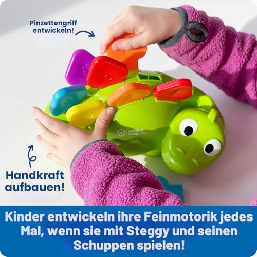 Learning Resources Steggy, der Dino zur Förderung der Feinmotorik, Ab 18 Monaten, Lernspiel Farben, Zahlen und Pinzettengriff… – Ansicht 3