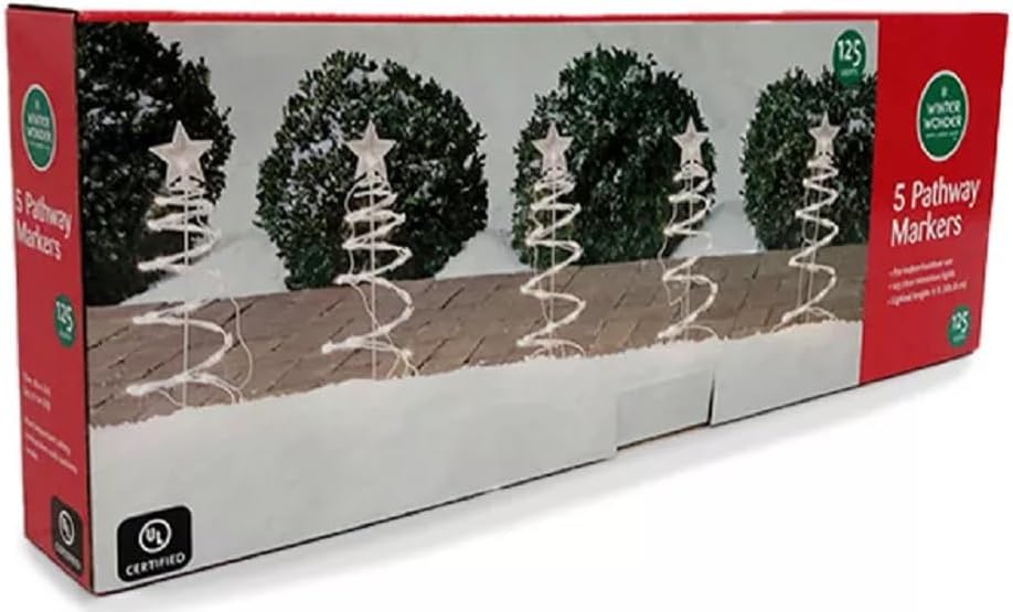 Pathway Marker Set of 5 Lighted Clear Spiral Tree