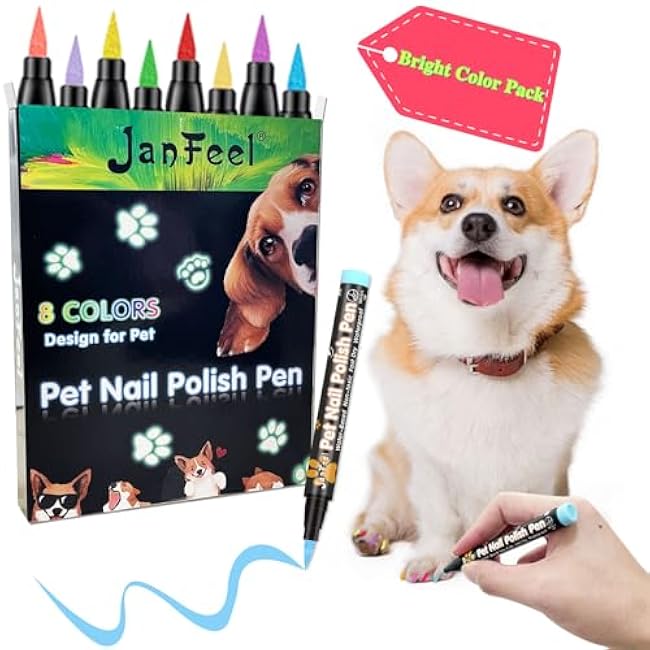 Quick Dry Dog Nail Polish, 8 Neon Brightness Colors Dog Nail Polish Pens Non Toxic Pet Safe Soft Brush Tip Nail Polish Markers for Dog Cat Horse Pig or other Small Pets-q40yioNa