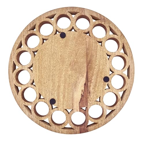 Platos decorativos redondos de madera mango set 4 miniatura 2