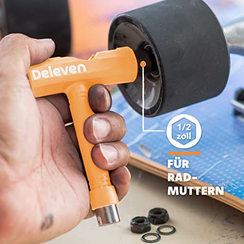 Deleven All-in-One Multifunktions-Leichtgewichtiges Tragbares Skate Tool mit 2-in-1 Inbusschlüssel & Phillips-Schraubendreher - Justiere Rollschuhe, Longboards, Skateboards, Quads, Achsen & Kingpin