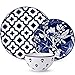 Wisenvoy Dishes Dinnerware Sets Ceramic Plates and Bowls Sets 12-Piece Plate Set Blue Ceiba Dish Set Dinner Plates