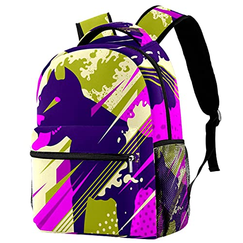 Sac à dos d'école bouledogue français multicolore, sac ordinateur portable fille et garçon