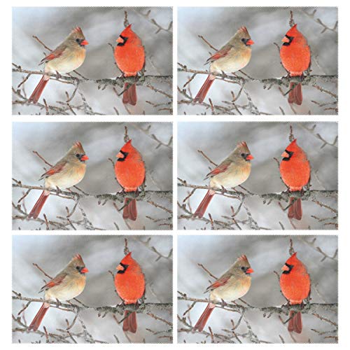 Alaza Winter Cardinals Snow Placemats For Dining Table Heat Resistant Kitchen Table Decor Washable Table Mats Set Of 4 #TOP7