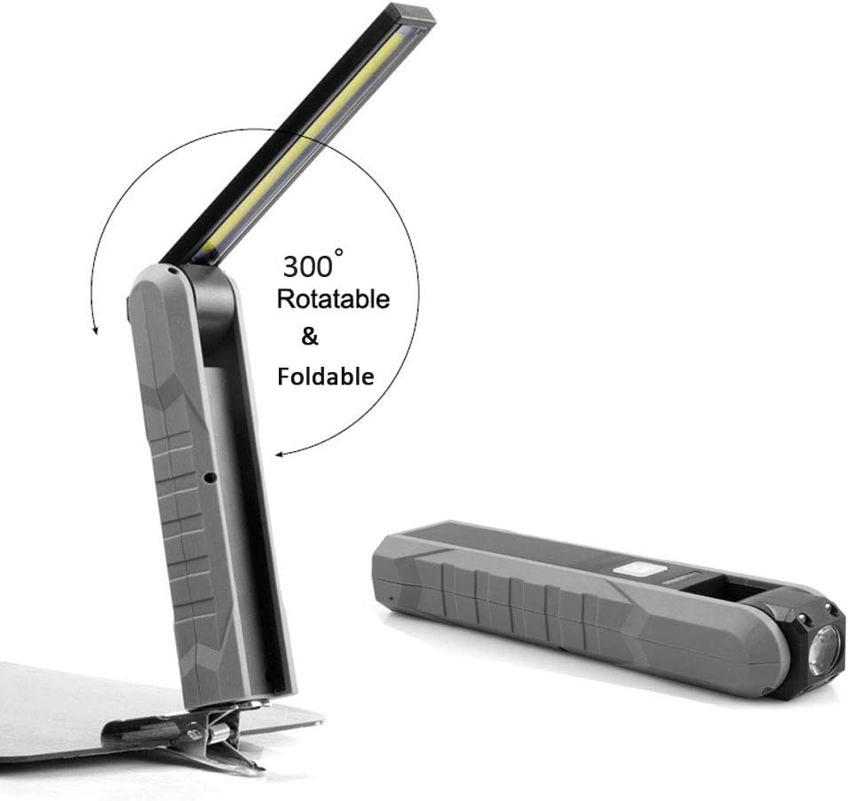 USB Work Light COB LED Inspection Light, BESTSUN Foldable Rechargeable Flashlight Portable Handheld Work Lamp with Magnetic Base & Swivel Hook & 4 Modes for Garage Mechanic Auto Car Truck Repair