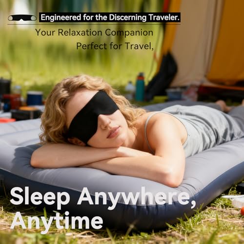 Ultra-Thin Sleep Mask for Travel & Outdoor, 0.3mm & 5g, Breathable Total Blackout Eye Mask, 99.7% Sun Blockout with Portable Leather-Feel Pouch for Beach, Camping, Flights & Office Nap (BLACKk) - Image 6
