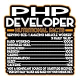 PHP Developer Vinyl Decal Sticker 3.5in – Nutritional Facts Quote for Laptops, Water Bottles, Cars, Bumpers, Toolboxes – Gift for Coworker, Office, Birthday, Christmas – Waterproof Vinyl, Easy Peel