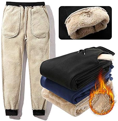 Donkivvy Mens Fleece Jogging Bottoms Casual Thermal Trousers Winter Warm Joggers Tracksuit Bottoms Sports Pants with Pockets, Black, M