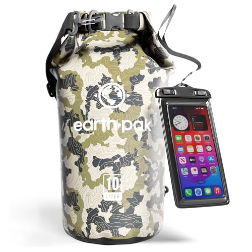 Image of Earth Pak Waterproof Dry Bag - Roll Top Waterproof Backpack Sack Keeps Gear Dry for Kayak with Waterproof Phone Case