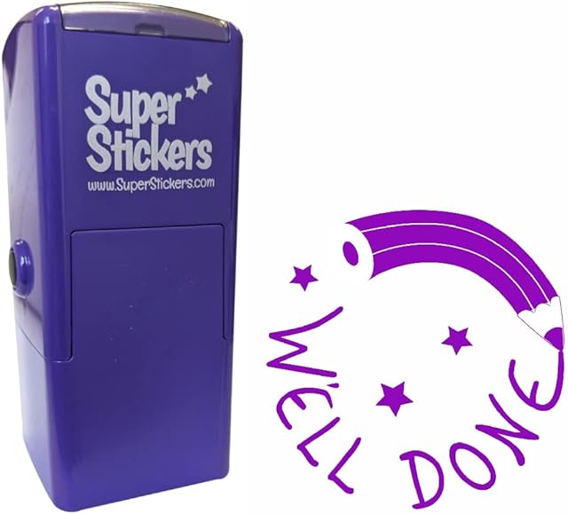 Teacher Stamp | Education Marking Stamp | Reward Stamps for School - Well Done Pencil Design