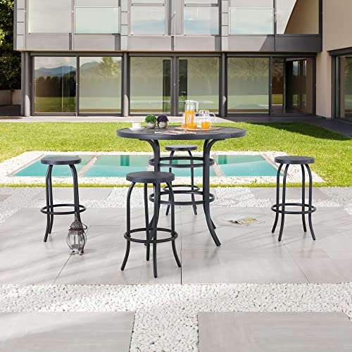 Image of LOKATSE HOME Outdoor Bar Height Stool Metal Bistro Chair Counter Footrest, Set of 4
