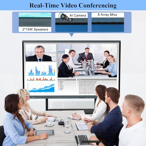 Image of 86'' Smart Board, 4K Touch Screen Interactive Whiteboard Display, AI Camera with 8 Mics, Android 13.0 8+128G, All in One Smartboard for Classroom Office Home (Board+Wall Mount)