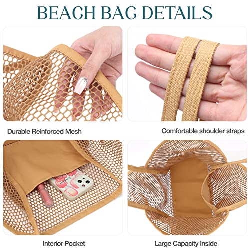 Hommtina Beach Bag Casual Tote Bag Large Mesh Beach Bag Beach Accessories Beach Purse Shoulder Bag For Beach Picnic Vacation4