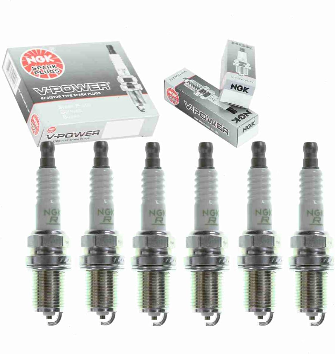 6 pc NGK V-Power Spark Plugs compatible with Kia Sportage 2.7L V6 2005-2010