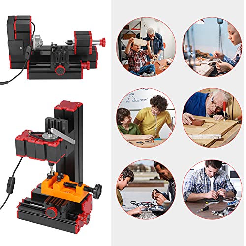 Ntbl Mini Lathe 9 In 1 Diy Multi-Functional Motorized Transformer Multipurpose Machine Jigsaw Sander Driller Plastic Metal Lathe Wood Lathe Drilling Sanding Turning Milling Sawing Machine Tool Kit #TOP4