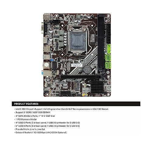 Image of Ant Value H81Mad3-N mATX Gaming Motherboard LGA1150 Support Intel 4Th Generation I3 /I5 /I7 DDR3, M.2 NVMe, USB 3.0 Ports, HDMI Port