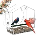 Jarkyfine Window Bird Feeder - 4 Strong 2.36" Suction Cups - Clear Acrylic Birdhouse for Outdoors, Removable Tray, Birdwatching Gift for Parents