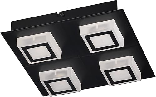 EGLO Masiano - Lámpara LED integrada para techopared (4 luces, color negro)