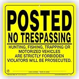 Minuteman Signs | Heavy Gauge .032 Self Supporting Aluminum Posted No Trespassing Sign 12" x 12" (Ye