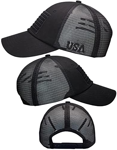 Image of Antourage American Flag Unconstructed Unisex Mesh Snapback Baseball Hat Cap for Men and Women +2 Patriotic Patches Included