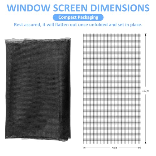 48"x102" Window Screen Mesh, Fiberglass Window Screen, Screen Door Mesh, Windows Screens and Screen Door Replacement, Patio Screen Mesh- Black by Amzjjle - Image 2