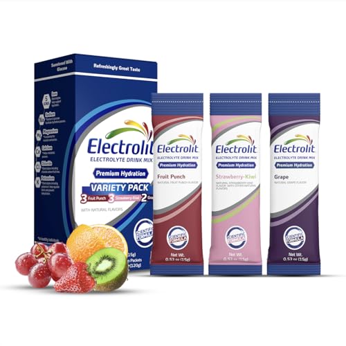 Electrolit Electrolytes Powder Packets, Variety 8 Pack, Powdered Hydration Packets for Dehydration & Rehydration, Post Workout Flavored Hydrating Drink Mix, Gluten Free Water Enhancer Sticks