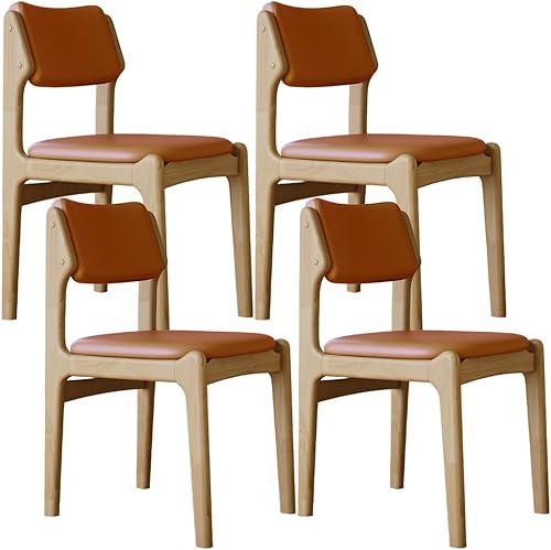 Miniatura 26 de YVYKFZD Wooden Dining Chairs Set, Leather Dining Room Chair with Back, Upholstered Kitchen Chairs, Armless Living Room Chair, for Bedroom Offices