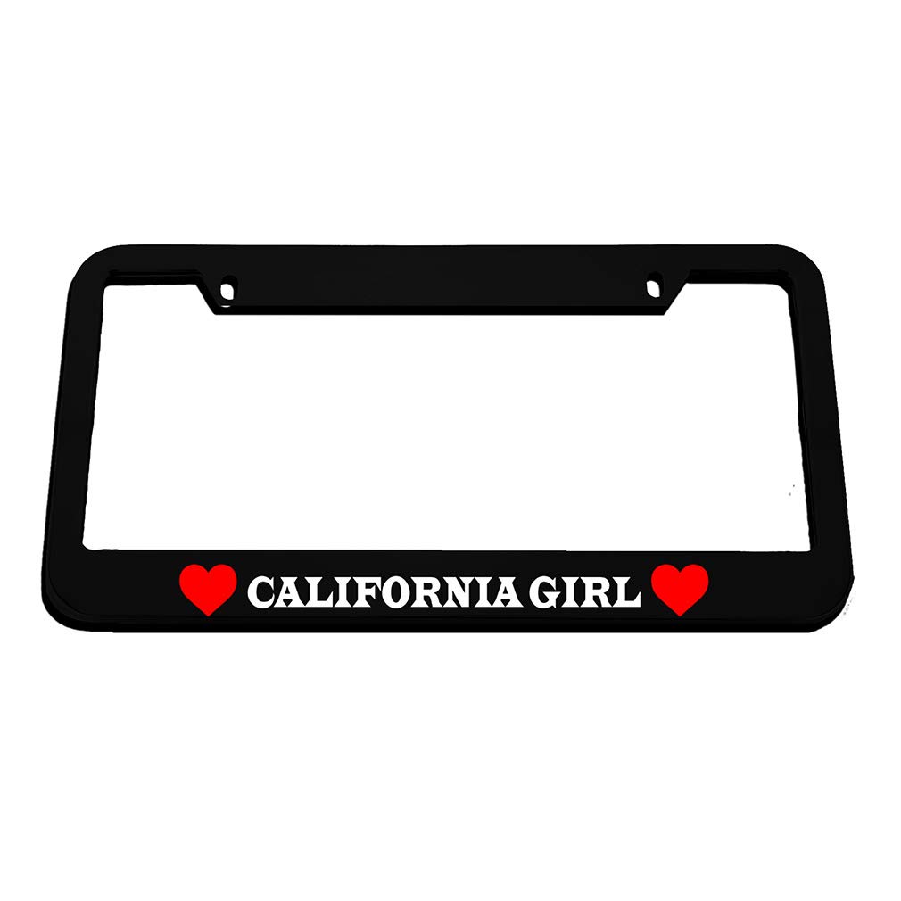 Speedy Pros California Girl Zinc Metal License Plate Frame Car Auto Tag Holder - Black 2 Holes