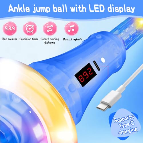 Miniatura 6 de Anyingkai Shine Bola de Salto de Tobillo,Plegable Anillo de Salto Intermitente,Colorida Flash Bola de Salto,Colorida Anillo de Salto de Tobillo,LED Saltar Bola para Niños (Azul - C)