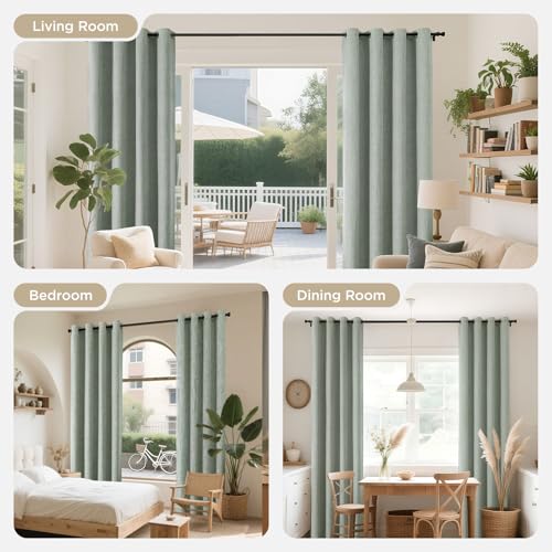 Image of Joydeco Blackout Curtains 90 Inches Long 2 Panels Burg, Room Darkening Curtains for Bedroom, 100% Black Out Textured Thermal Drapes Privacy Protection 2 Panels Set(W52 x L90 Inch, Sage Green)