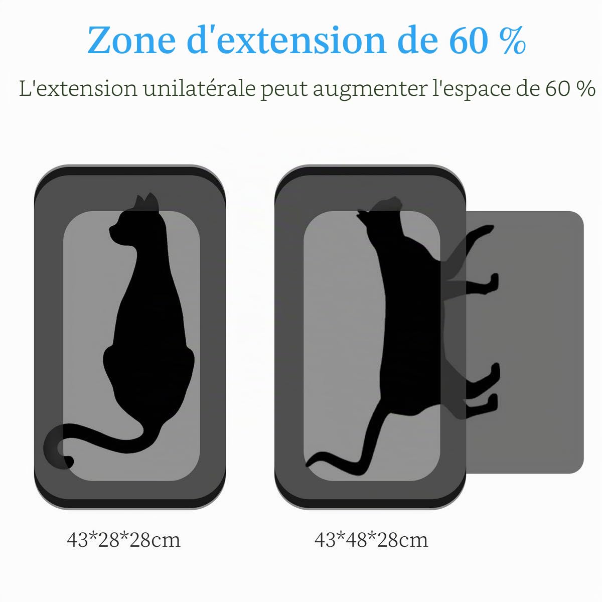 Sac de Transport Chat Chien Extensible et Autres Animaux de Compagnie, Filet Respirant, Spacieux, Pliable, avec Matelas en Peluche Amovible pour Voyage en Avion/Train/Voiture (43 * 28 * 28cm)