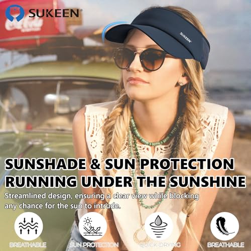 Image of Sukeen Sports Sun Visor Men Women Lightweight Portable Cooling Stretchy Visor Hat for Running, Golf, Daily Wear