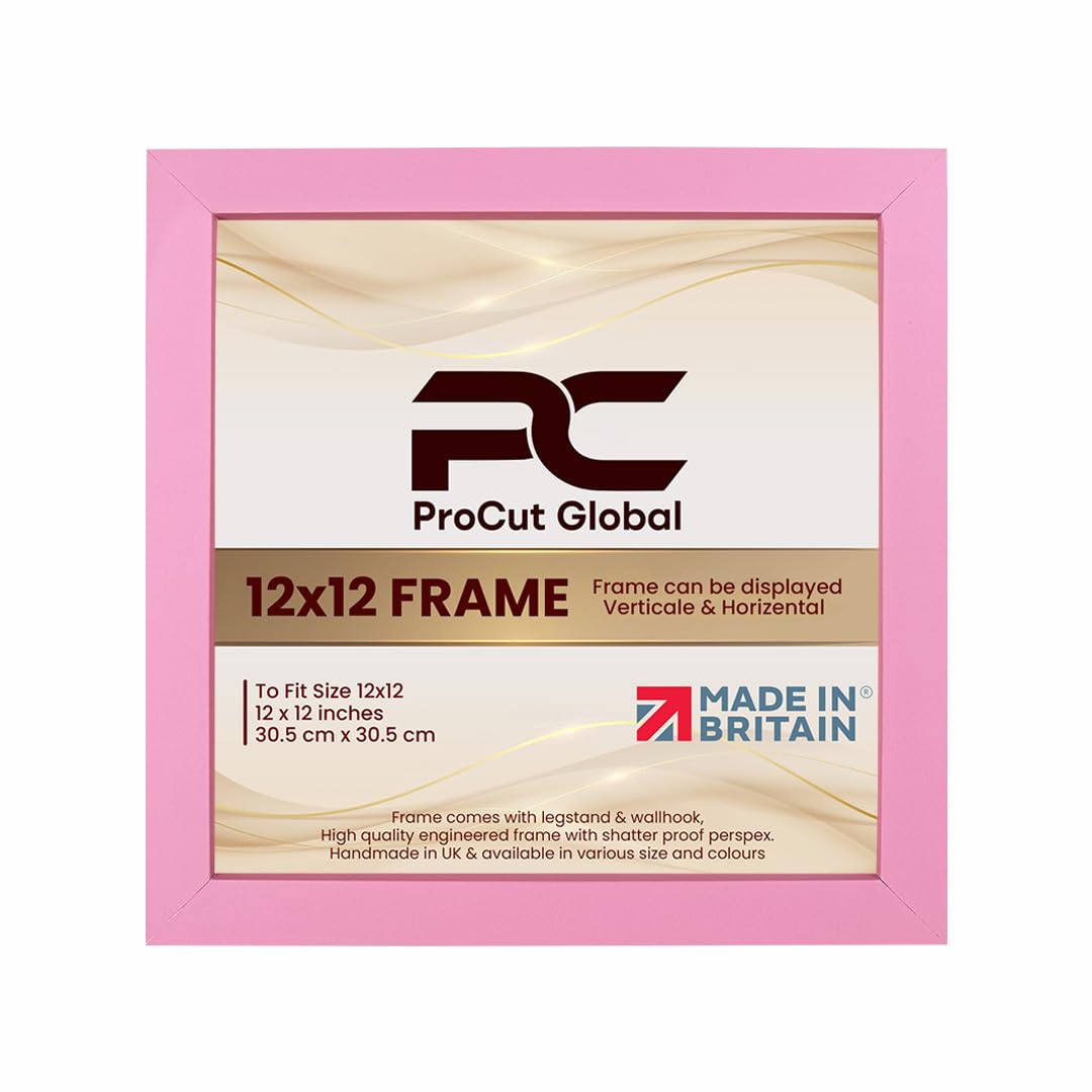 Procut Global 12X12 Pink Picture Frames – Sleek Wooden Photo Frame with Shatterproof Perspex for Wall or Tabletop – Perfect for Posters, Certificates, Prints–Multiple Sizes & Colors Available — image 1