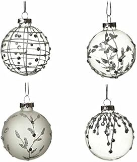 Heaven Sends Set of 4 Frosted Glass Christmas Baubles (7cm)