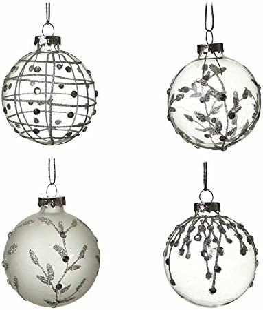 Heaven Sends Set of 4 Frosted Glass Christmas Baubles (7cm)