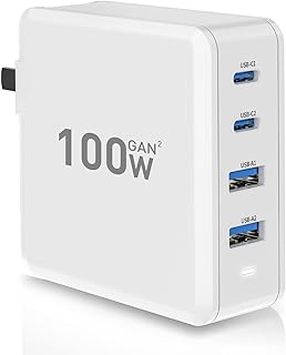 USB C Wall Charger, AIGAISHISXIN 100W 4 Port GaN Fast Charger Type C PD Charging Station Power Adapter Compatible with MacBook Pro Air, iPad Mini Pro, iPhone 13 Pro, Galaxy, Dell XPS, Laptop (White)