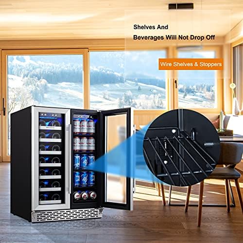 Phiestina Wine And Beverage Refrigerator 24 Inch BuiltIn Dual Zone
