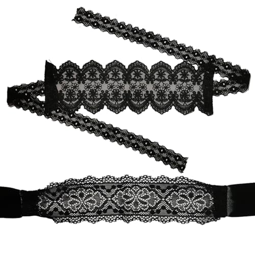 Satin Lace Blindfold Mask with Feather Trim
