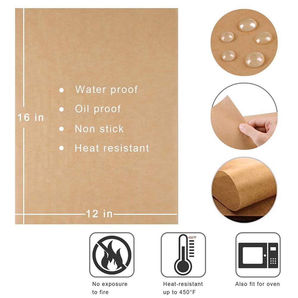 1000Pcs Sin Blanquear El Papel de Pergamino, Hojas Precortada Hornear Moldes de Papel, 12 x 16 Pulgadas, Antiadherente,para La Cocción, Cocina, Aire Freidoras, Horno, Vapor