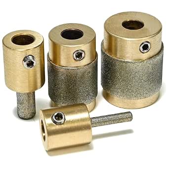 Mxmoonant Diamond Grinding Bits For Stained Glass Grinder - 5/8" And 1" Sizes, Threaded For Automatic Water Supply, 4 Pack With Wrenches