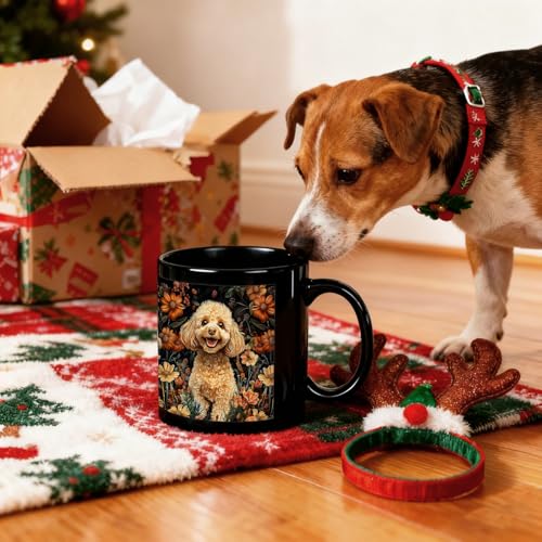 Taza de cerámica con diseño Floral Poodle de 11 onzas miniatura 5